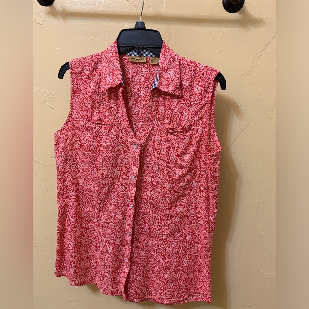 Wrangler Sleeveless Pearl Snap Shirt Size Medium